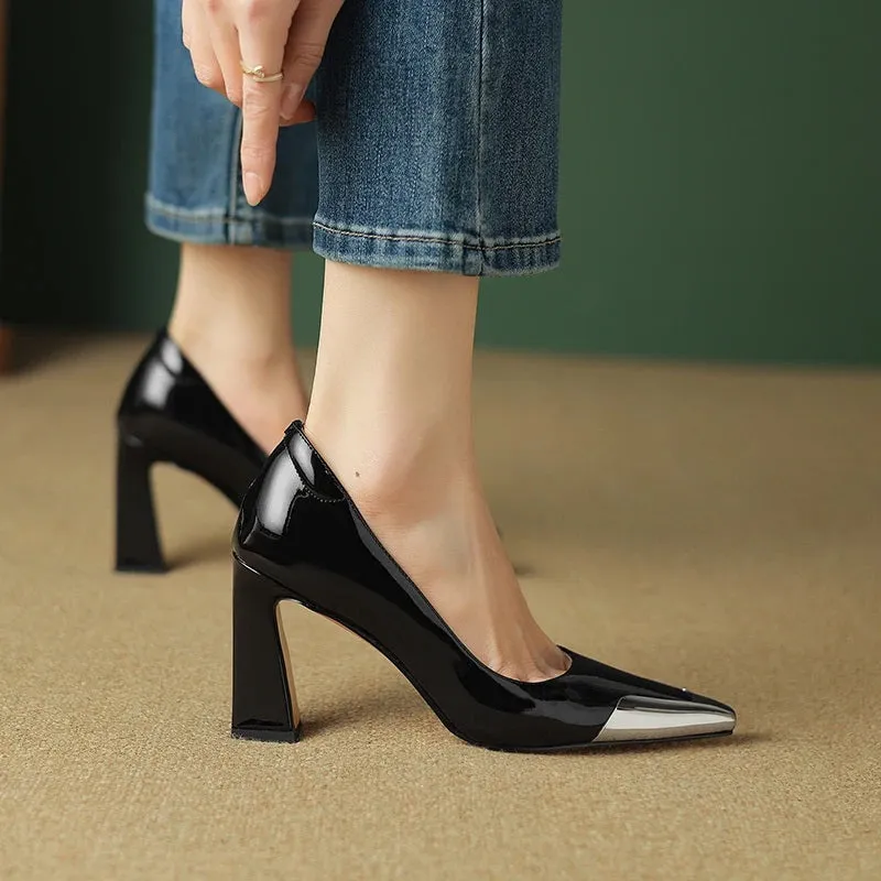 Women's Fashionable Two-Tone Pointed Toe High Heels Shoes