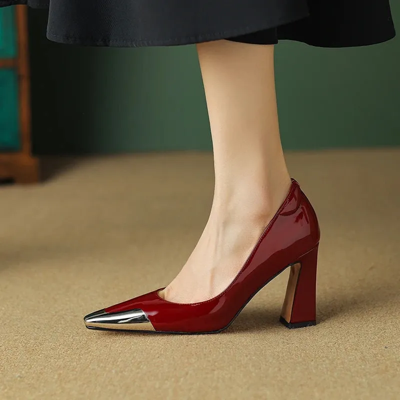 Women's Fashionable Two-Tone Pointed Toe High Heels Shoes