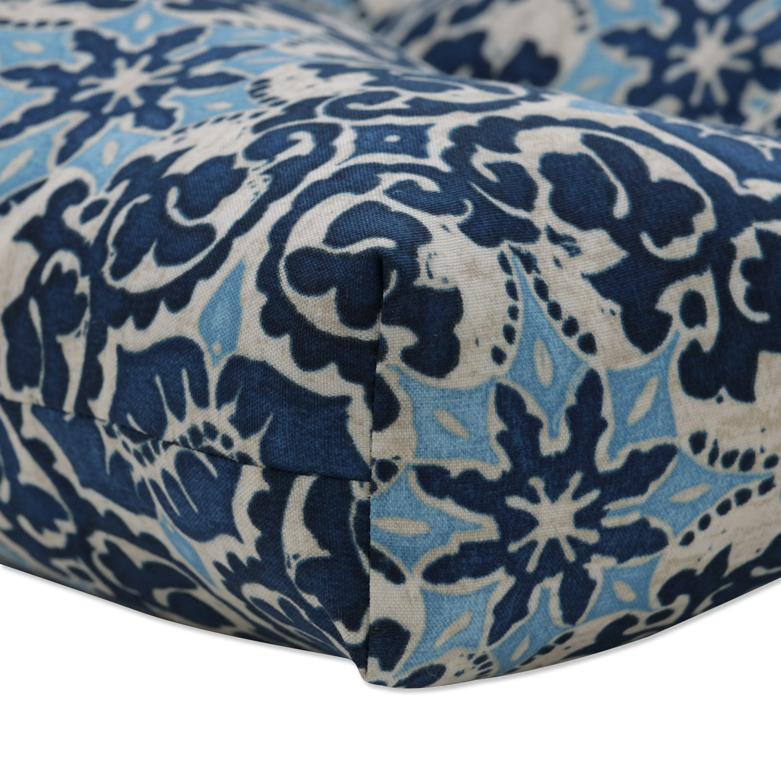 Woodblock Prism Blue Wicker Loveseat Cushion