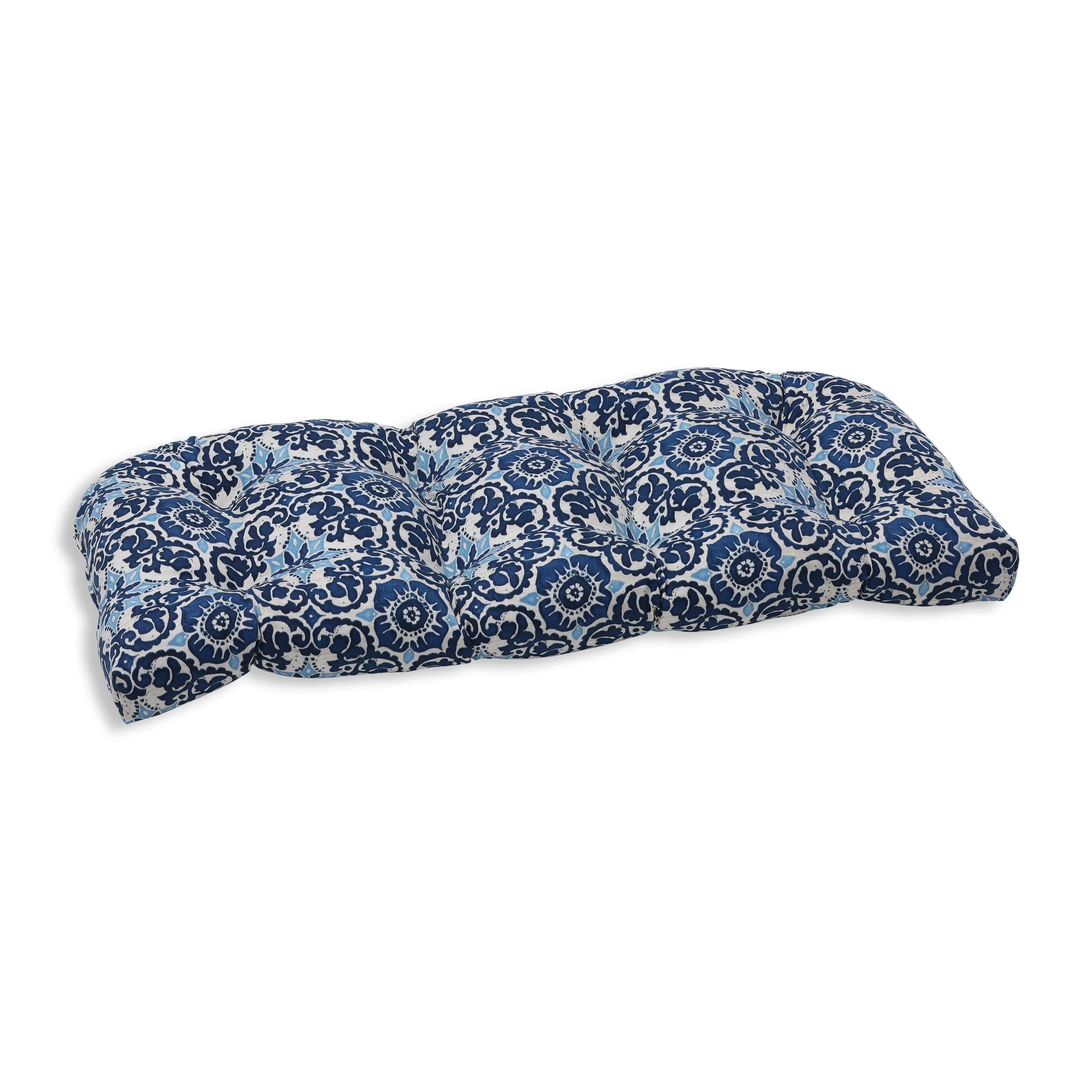 Woodblock Prism Blue Wicker Loveseat Cushion